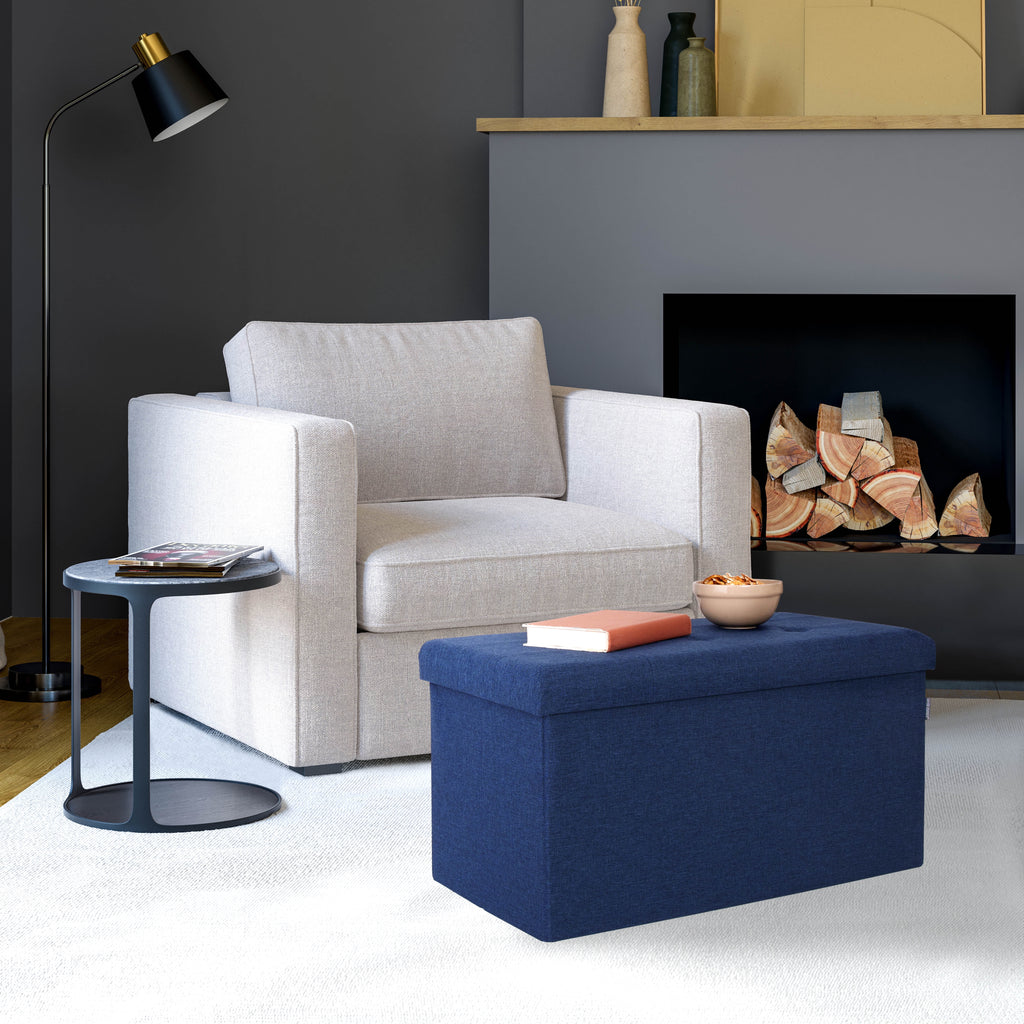 Cushioned Fabric Storage Ottoman Bench R358201