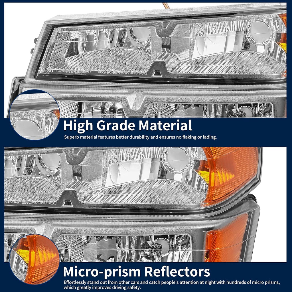 Chrome Housing Headlight Assembly with Amber Reflector and Bumper Lights C71788