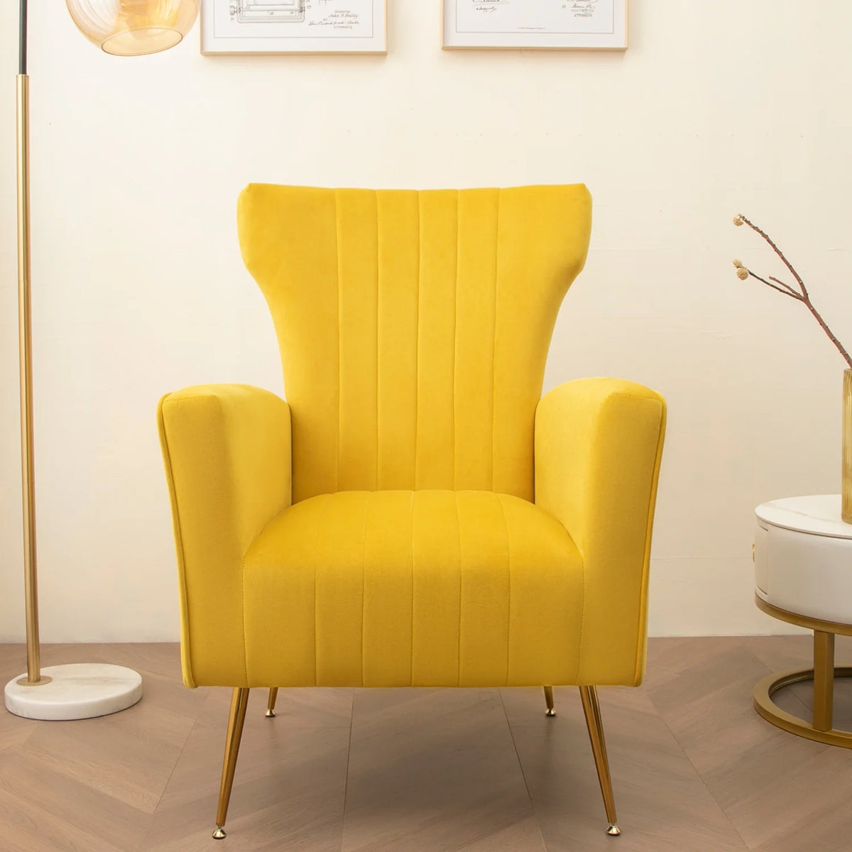 Velvet Wingback Accent Chair with Gold Legs P780