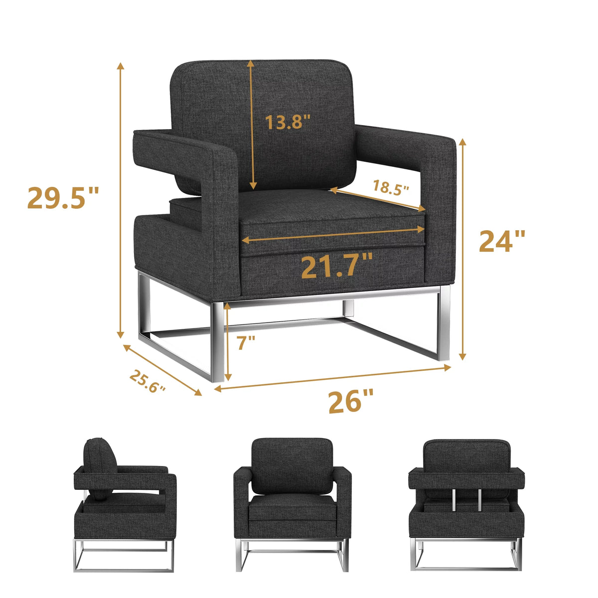 Black Upholstered Accent Chair S703256