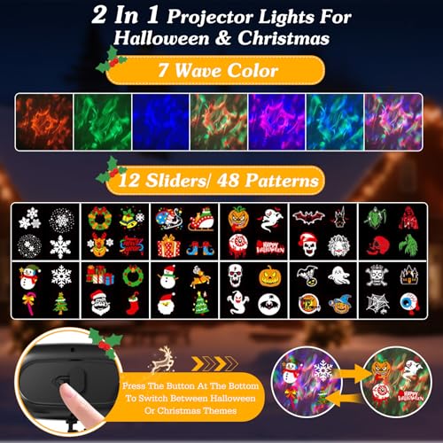 Halloween Projector Lights with 19 HD 3D Ocean Wave Effects X486