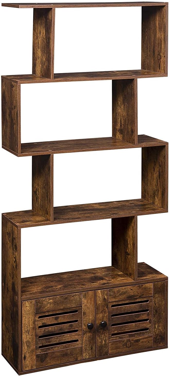 5-Tier Wooden Bookcase with Doors M385