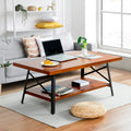 46" Rectangle Coffee Table with Solid Wood Top & Steel Legs L3100