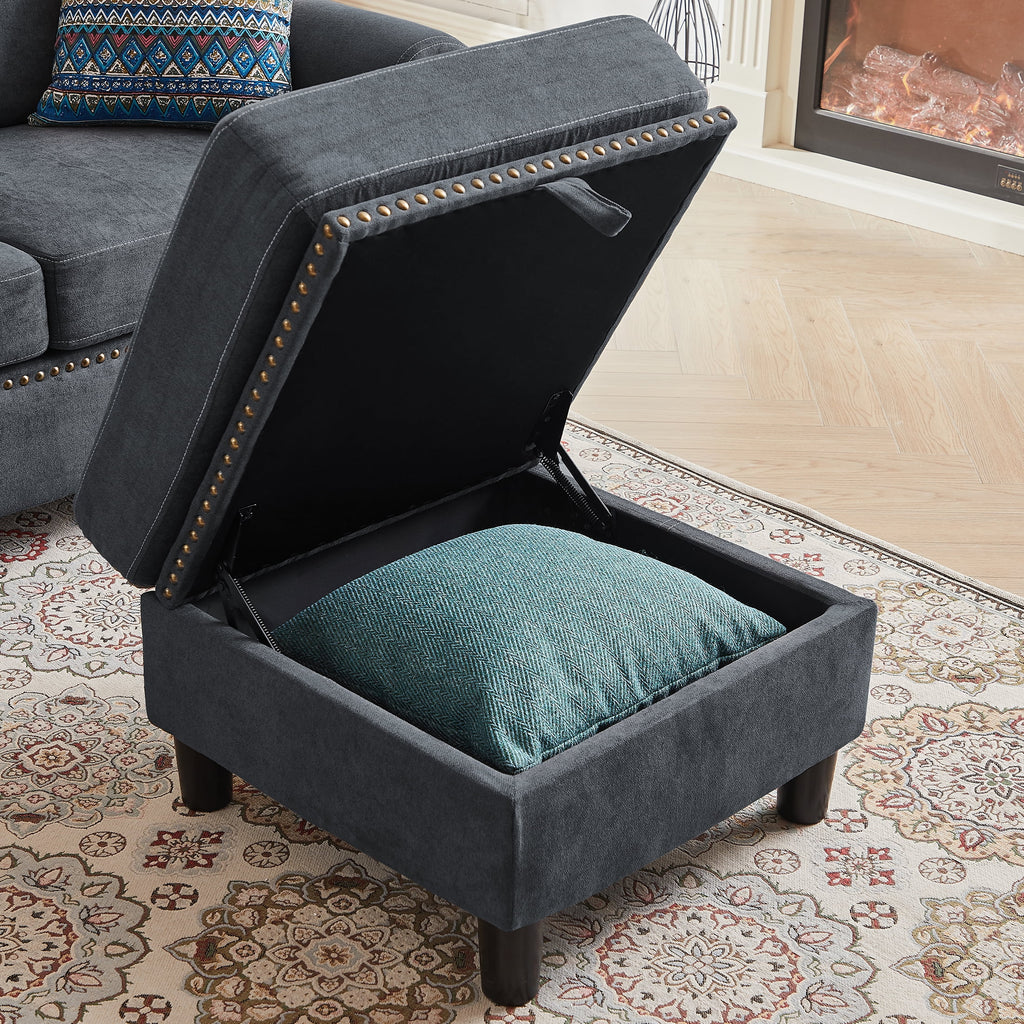 Dark Grey 4-Seat Reversible Chaise Sectional Sofa S777