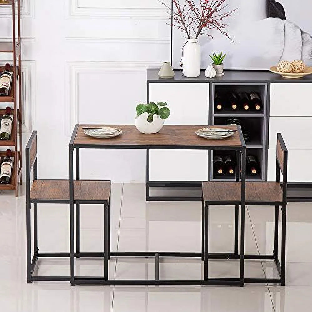 3 Pcs Modern Wood Dining Table and Chairs Set Z127717