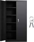Gray Locking Steel Storage Cabinet with Shelves C742447