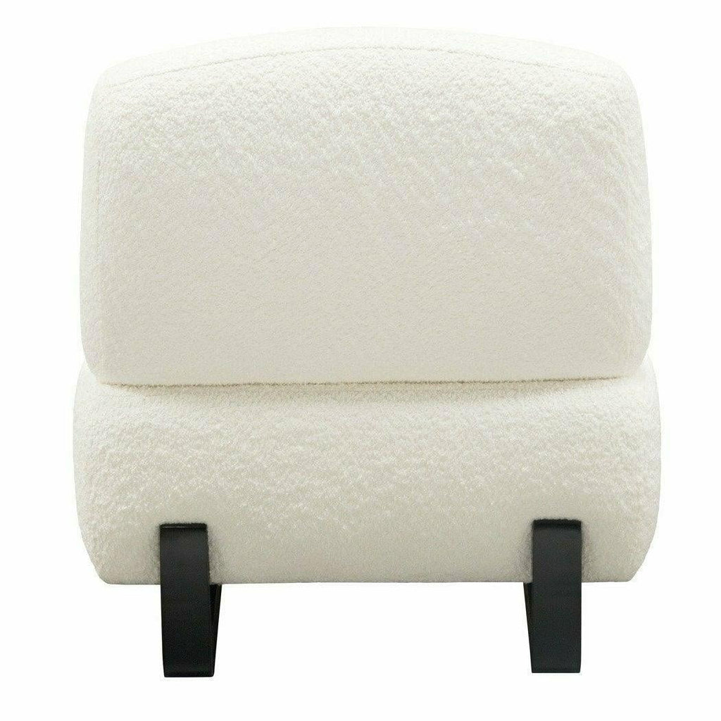 Faux White Shearling Armless Chair with Black Wood Leg Base F5437