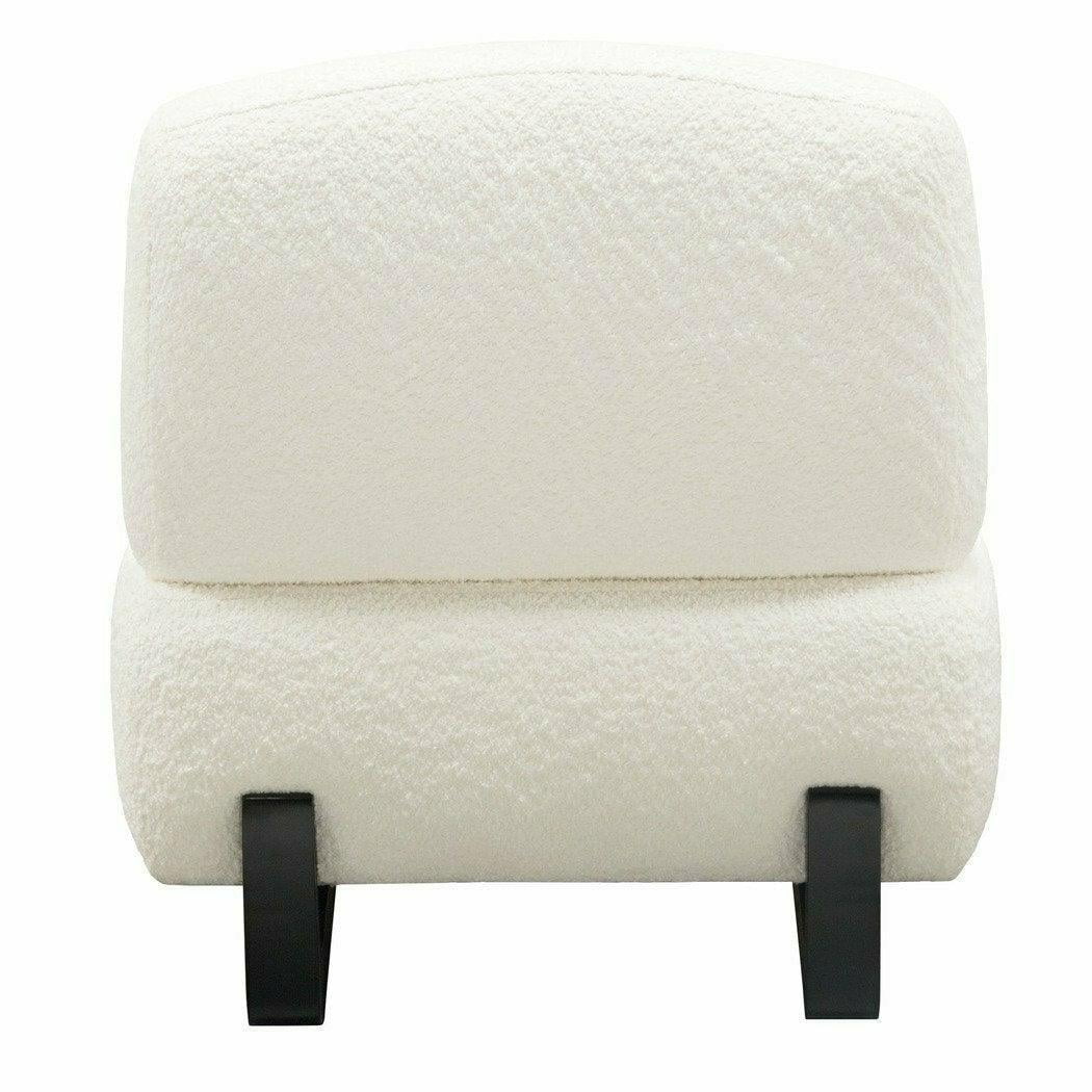 Faux White Shearling Armless Chair with Black Wood Leg Base F5437