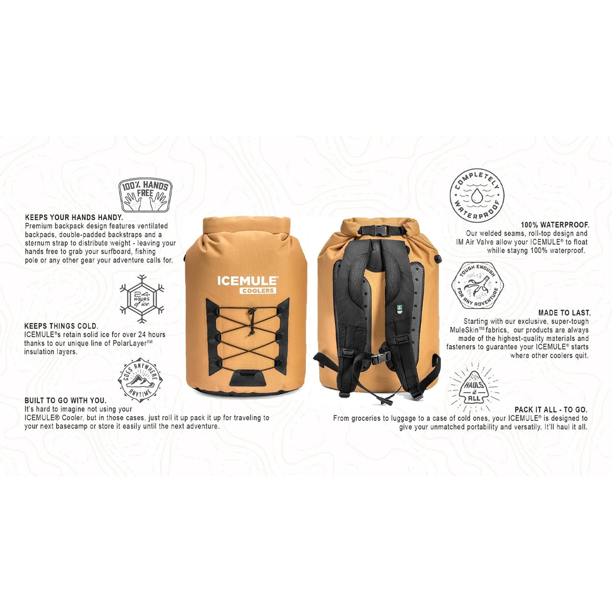 IceMule Pro XLarge 33 Liter 24 Can Soft Insulated Waterproof Backpack Cooler Bag D64957