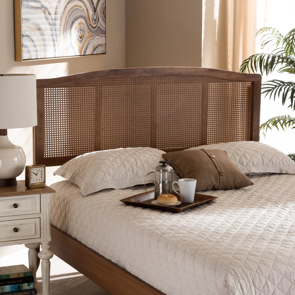 Wood and Synthetic Rattan Headboard King G9841