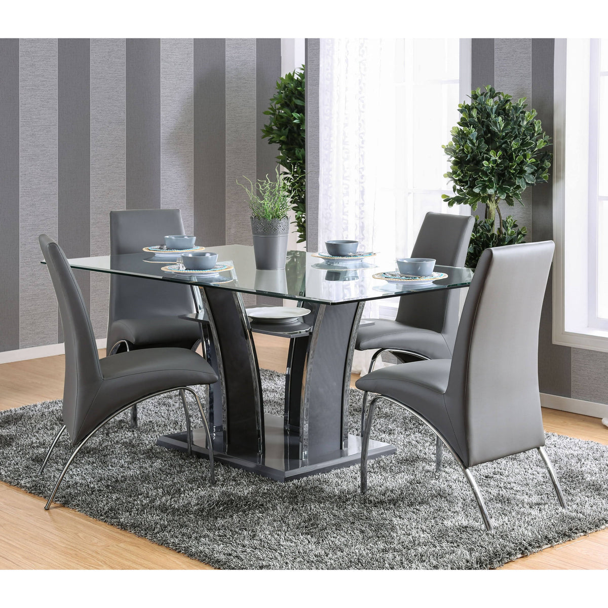 Black Faux Leather Arched Dining Chair (Set of 2) V954313