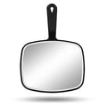 Large Wall Mount Hand Mirror with Handle Square Black 10.3inx7.3in R4734