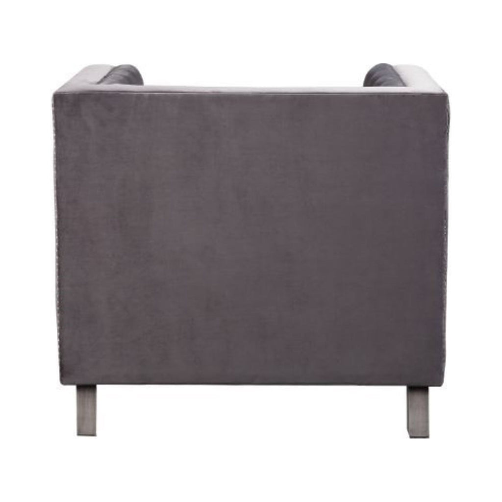 Gray Velvet Chair with Pillow C95128