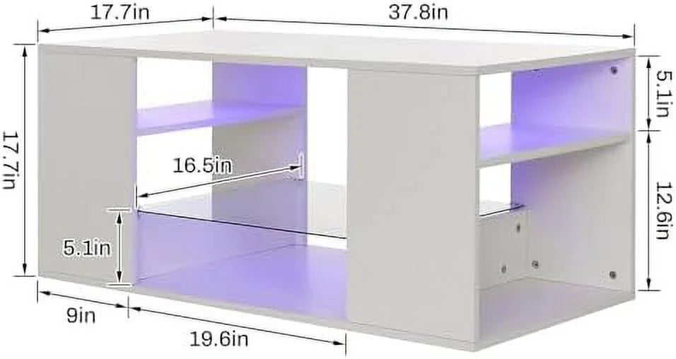 LED Coffee Table with 3 Tiers High Gloss White I82320