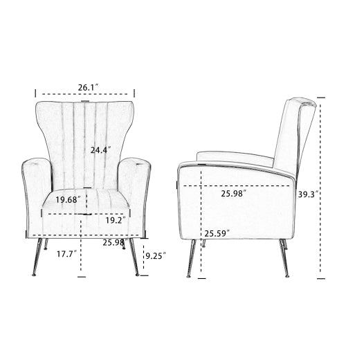 Velvet Wingback Accent Chair with Gold Legs P780