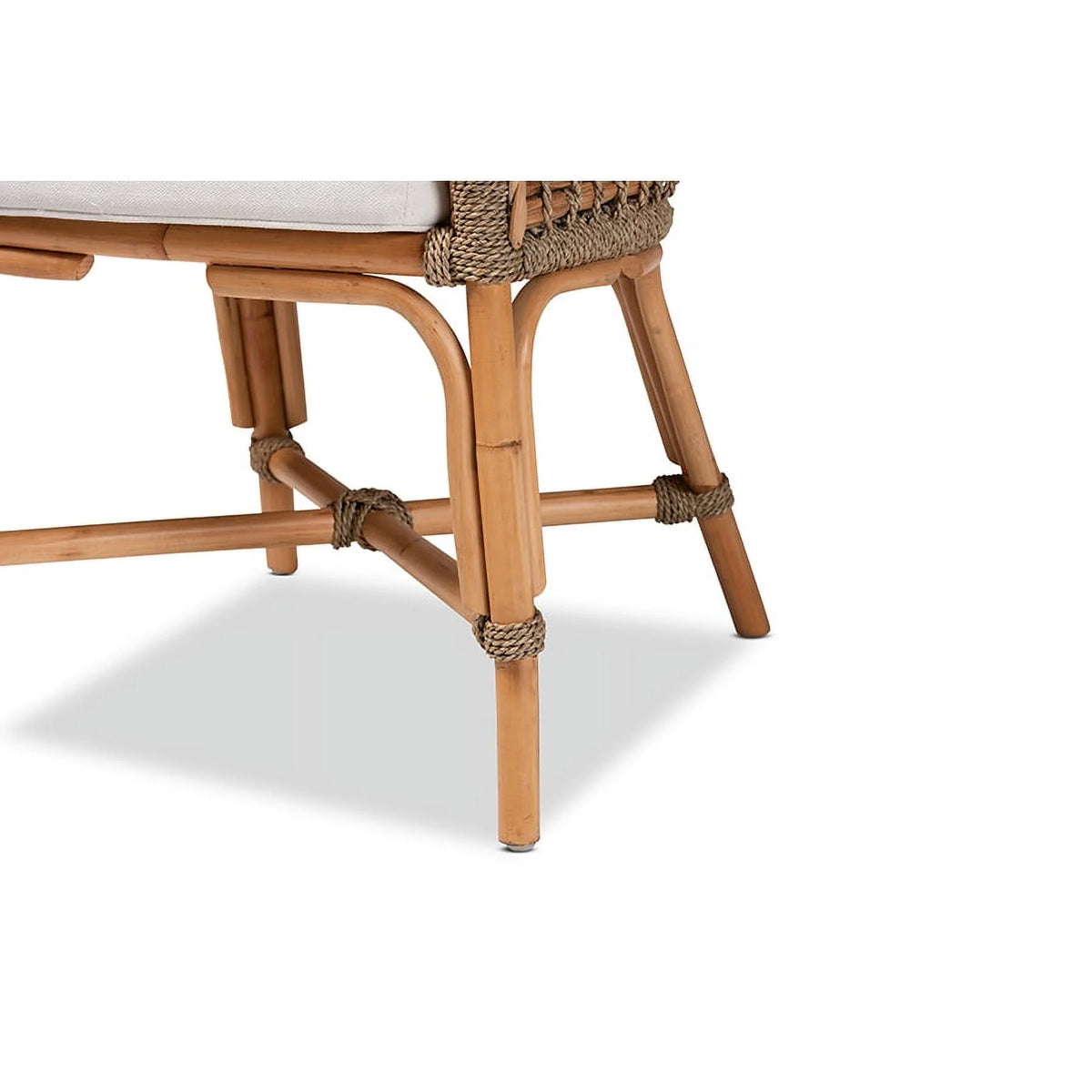 Natural Brown Woven Rattan Dining Side Chair With Cushion R816214