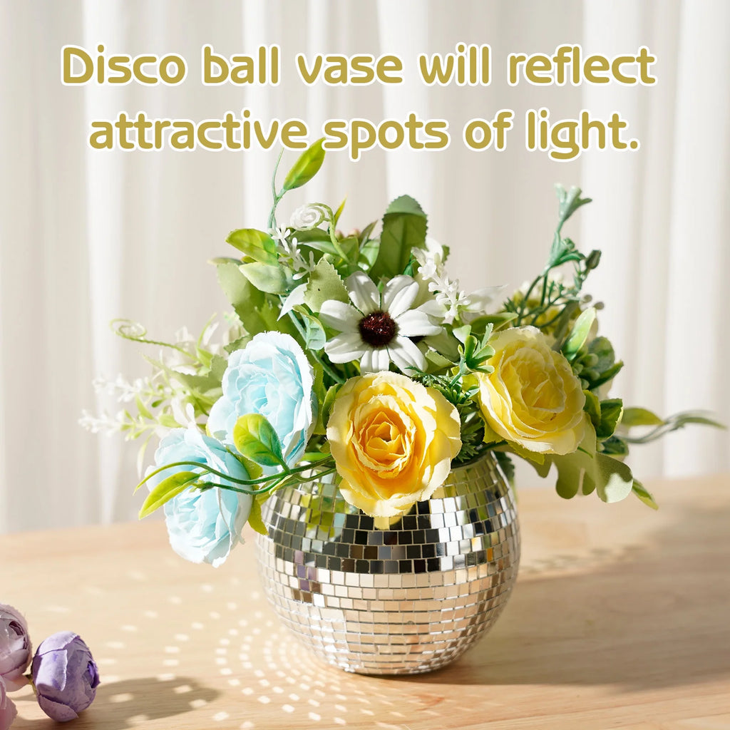 12 Pcs Silver Disco Ball Glass Vase N364267