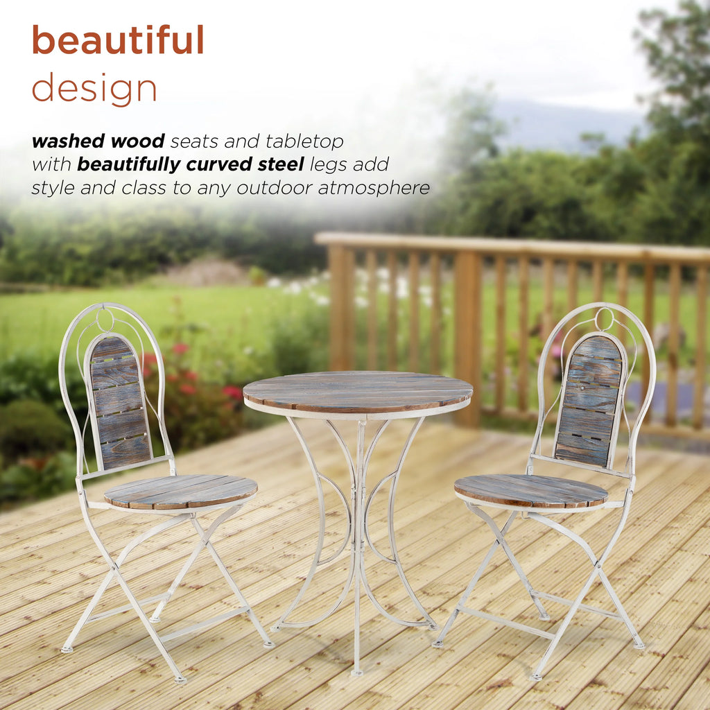 3-Piece Steel and Wood Bistro Set K47816
