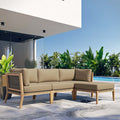 Teak Wood 4-Piece Sectional Sofa Y17220