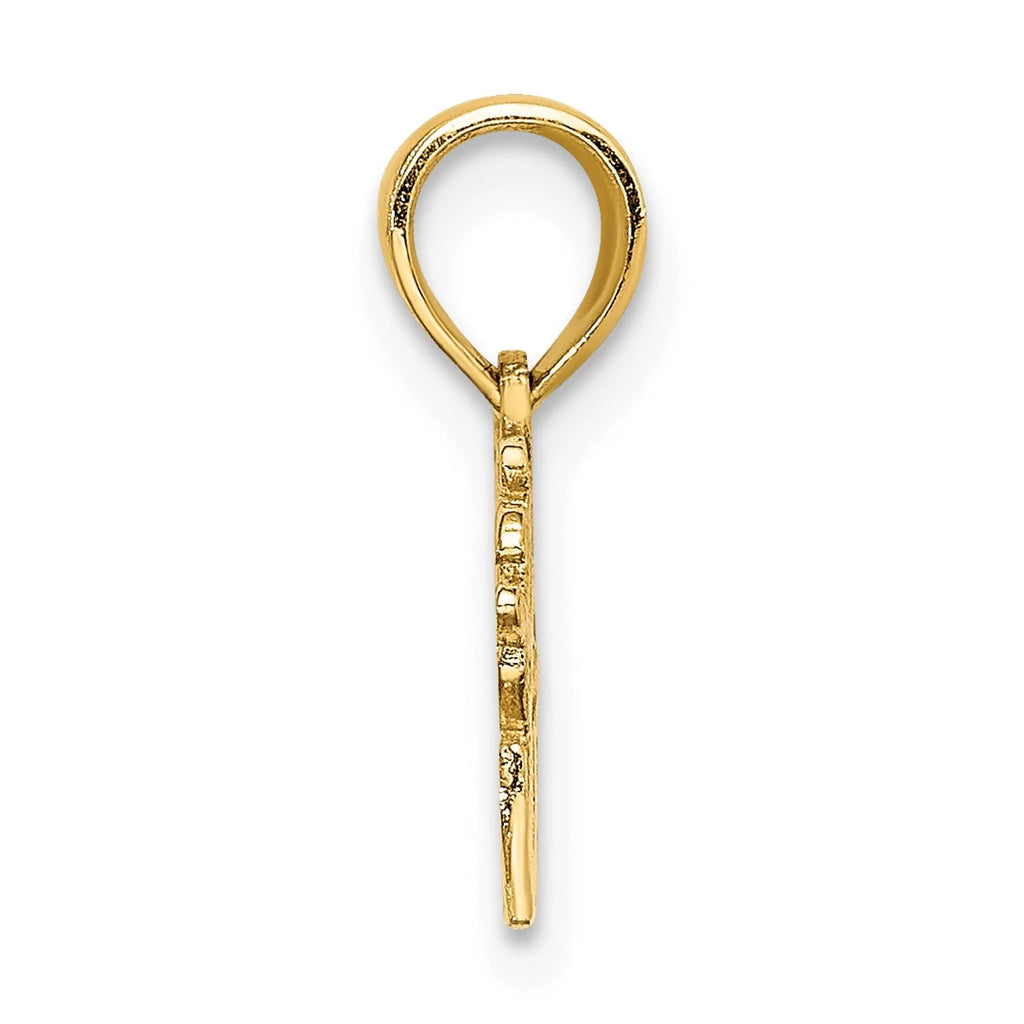 10K Yellow Gold Tennis Pendant Charm with Rope Chain Necklace 20'' F804362