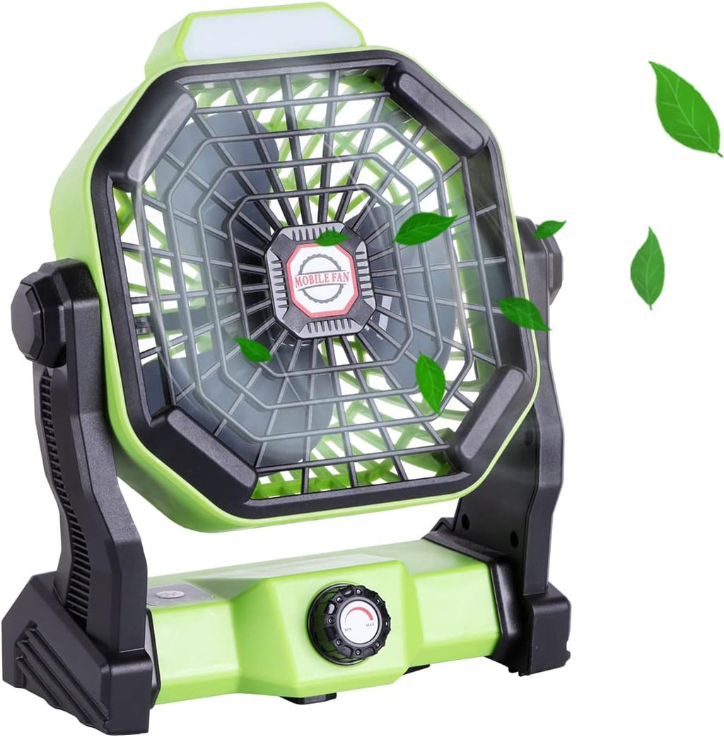 Green Portable Rechargeable LED Camping Fan, 7800mAh, Pack of 2 M9265