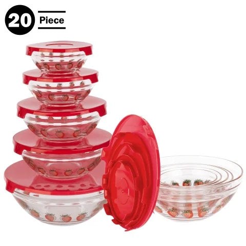 20-Piece Glass Food Storage Bowl and Lids Set E541