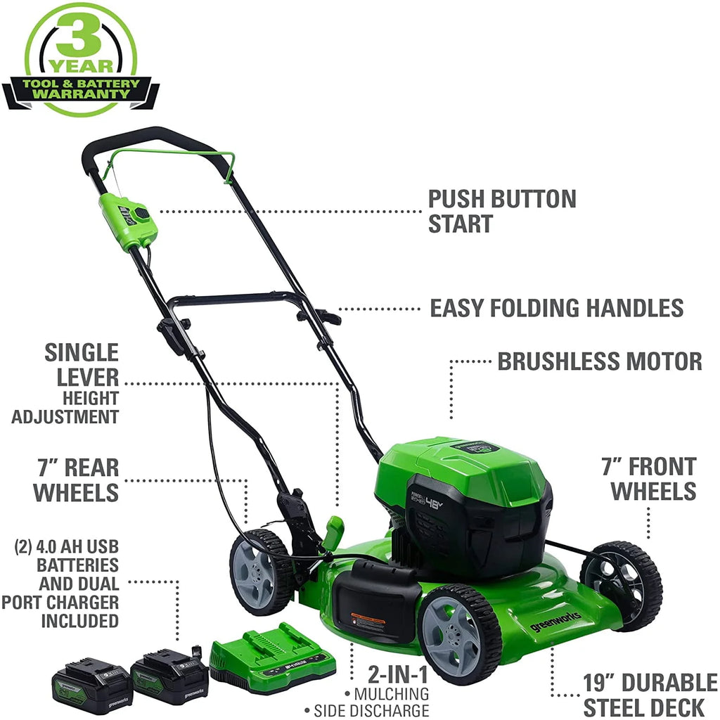 19 Brushless Push Lawn Mower with Batteries and Charger I477867