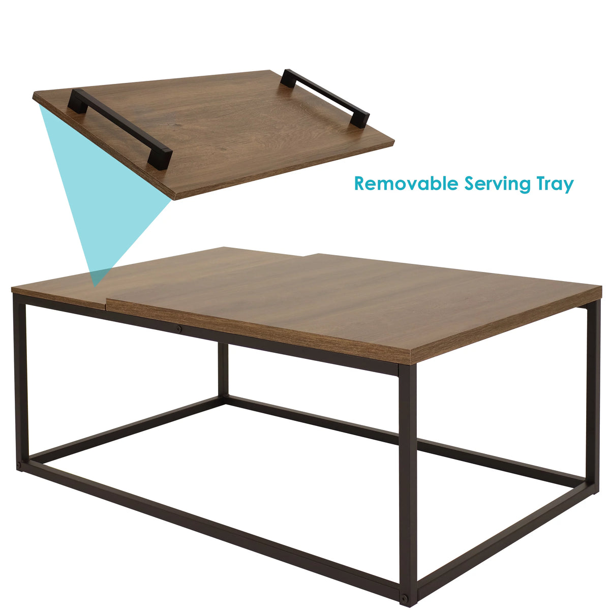 Brown Coffee Table with Removable Serving Tray C6404