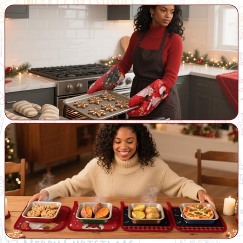12 Pcs Christmas Kitchen Towels Pot Holders and Oven Mitts Set T11266