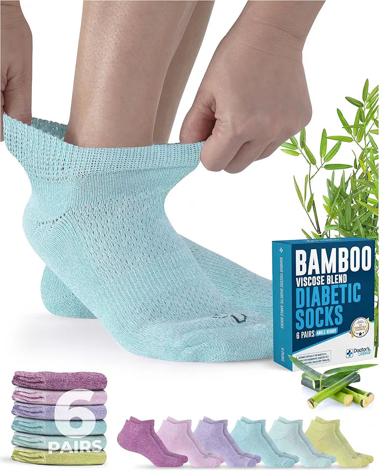 Viscose Bamboo Ankle Diabetic Socks 6 Pairs C2482
