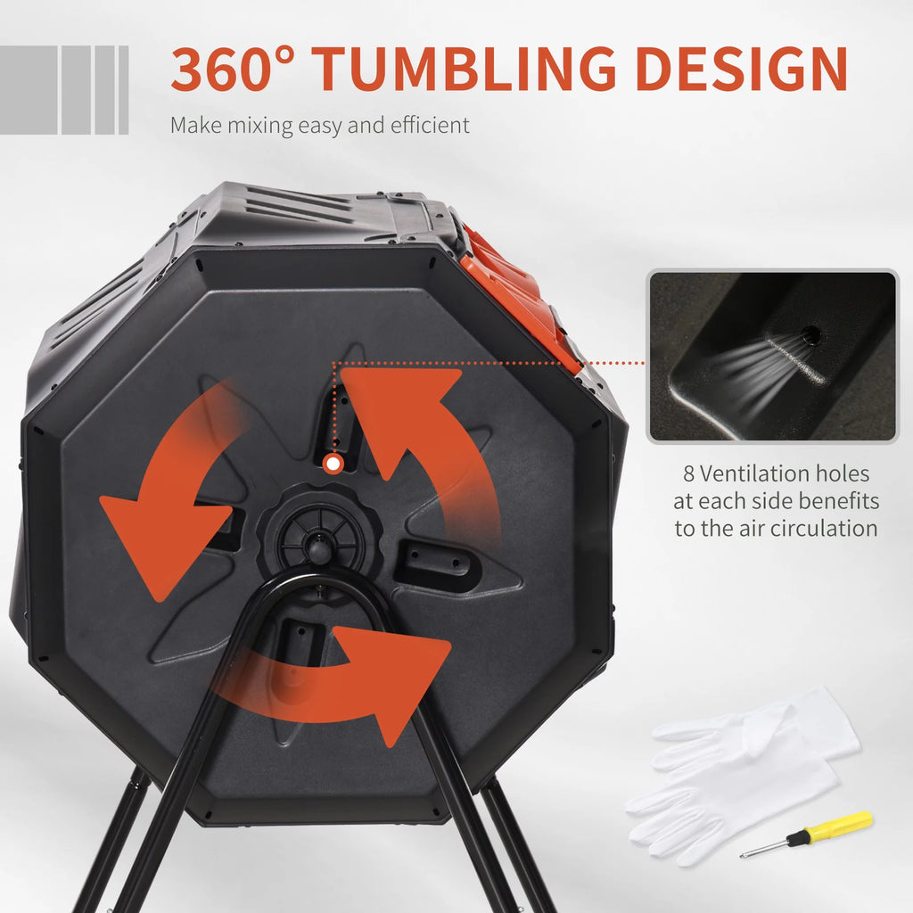 Outdoor Tumbling Compost Bin with Dual Chamber W618