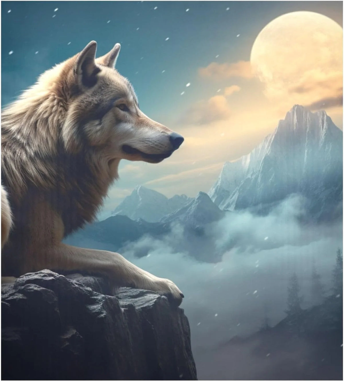 Magnetic Dishwasher Stickers Night Wolf Pattern 23in W x 26in H B12070