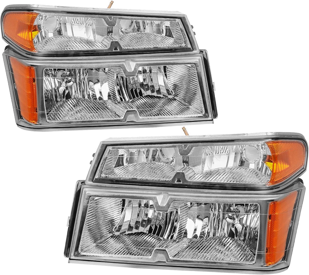 Chrome Housing Headlight Assembly with Amber Reflector and Bumper Lights C71788