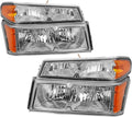 Chrome Housing Headlight Assembly with Amber Reflector and Bumper Lights C71788
