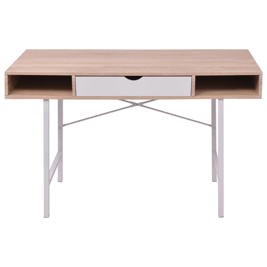 Oak and White 1 Drawer Desk I14744