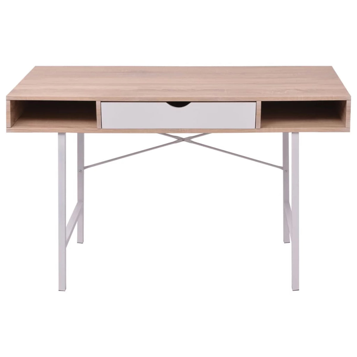 Oak and White 1 Drawer Desk I14744