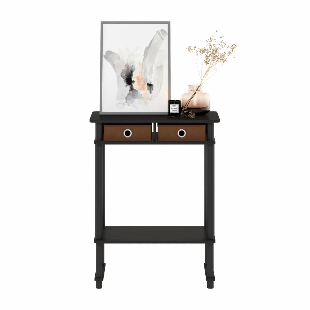 Espresso Brown Console Table with Bin U73831