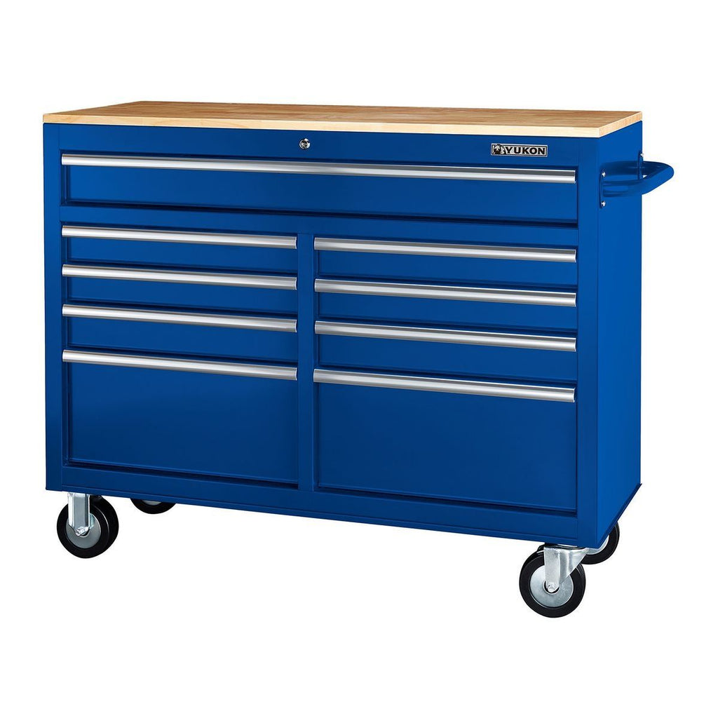 Black 9-Drawer Mobile Storage Cabinet with Solid Wood Top H675