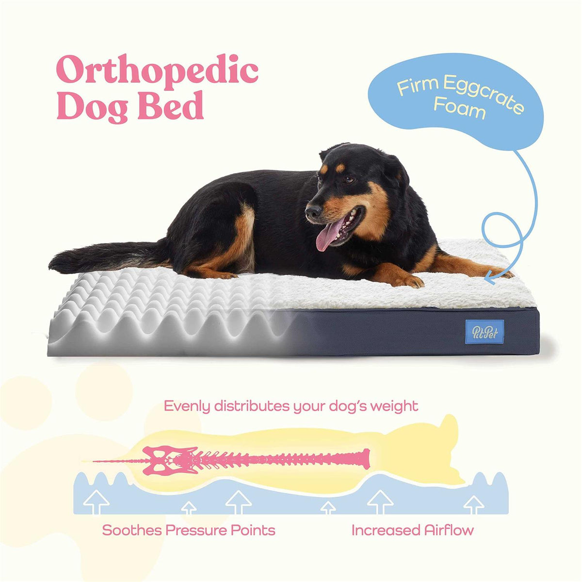Orthopedic Large Dog Bed with Sherpa Top X776