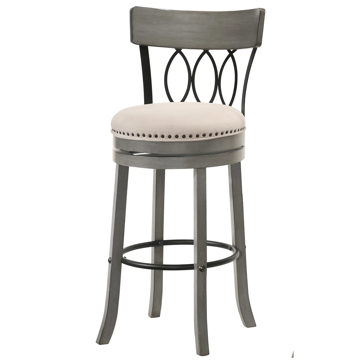Solid Wood Swivel Barstool Set of 2 Gray Z751
