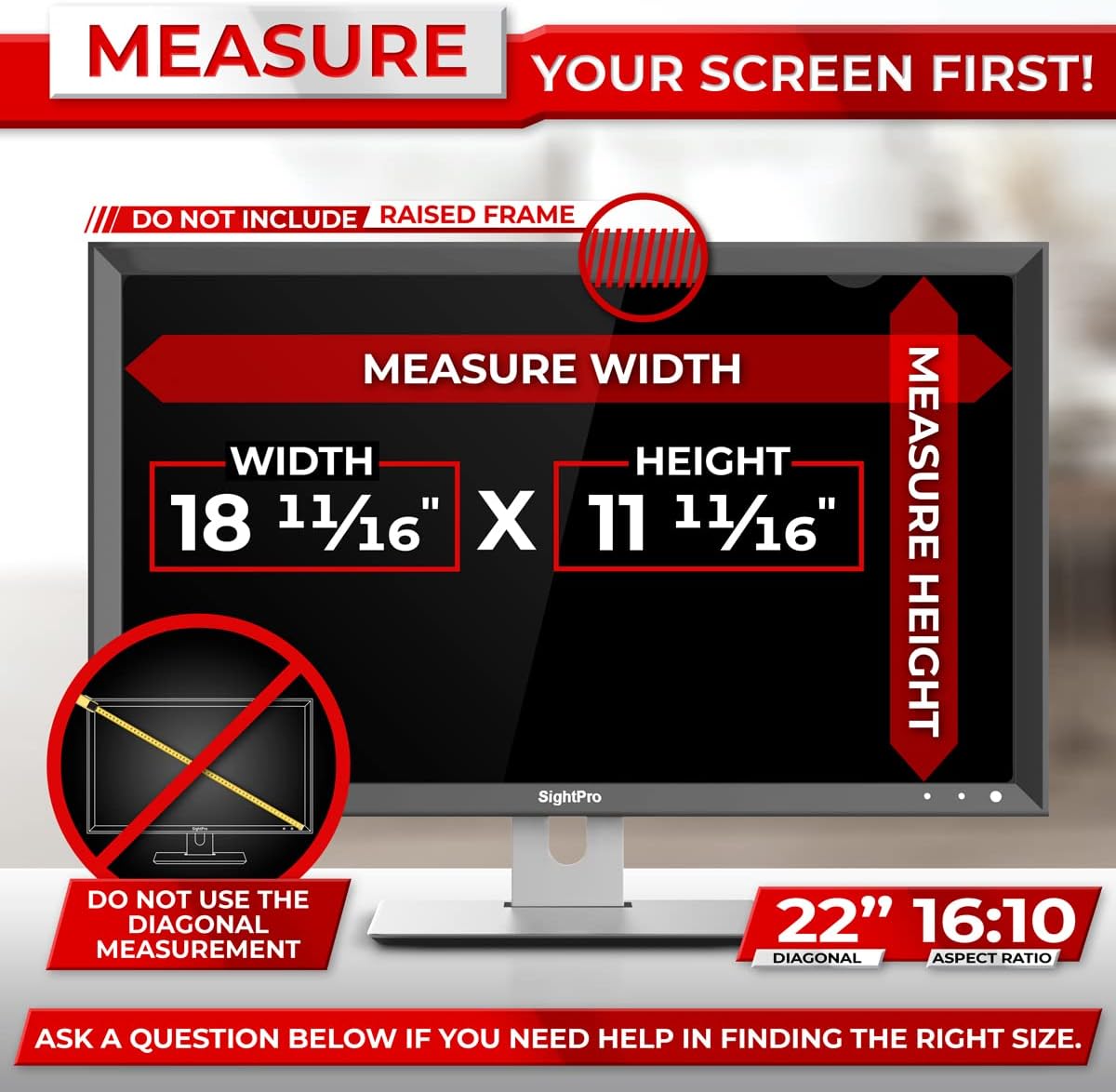 22 Inch Computer Privacy Screen Filter for 16:10 Widescreen Monitor, Pack of 2 A922620