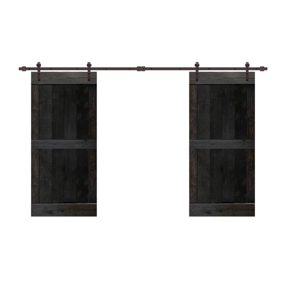 Charcoal Black Double Barn Door with Hardware Kit H329789
