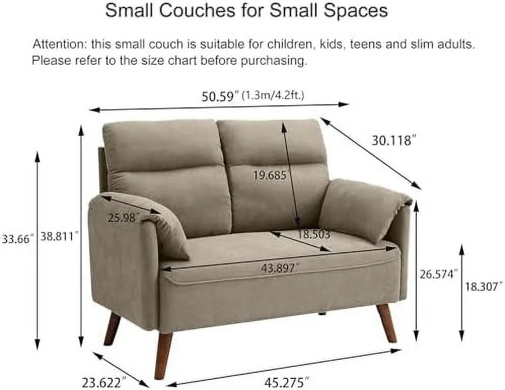 Green 2 Seater Loveseat Sofa with Wood Legs R160879