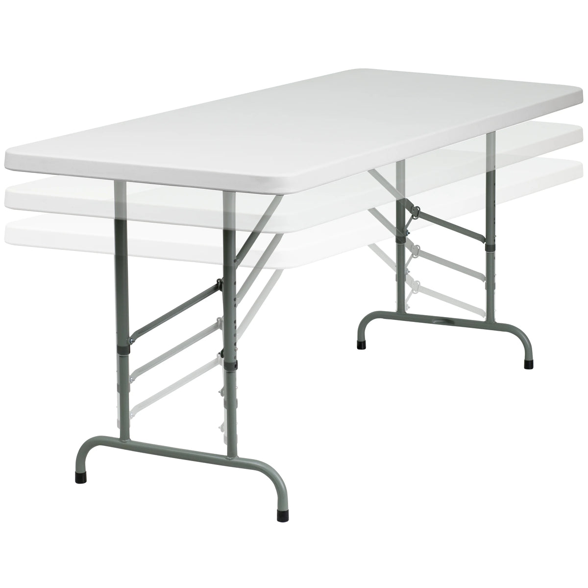 6-Foot Height Adjustable Granite White Plastic Folding Table R2920