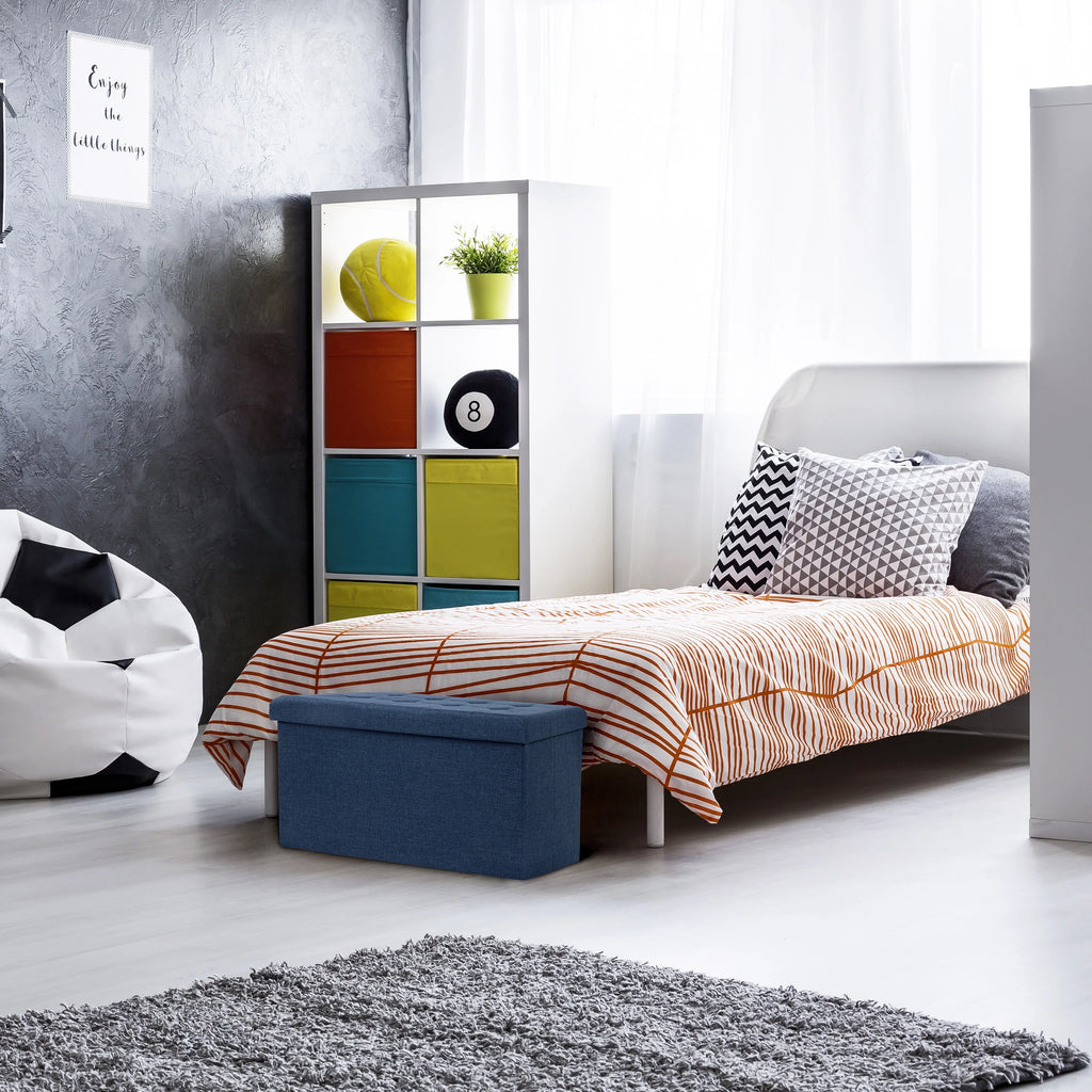 Cushioned Fabric Storage Ottoman Bench R358201