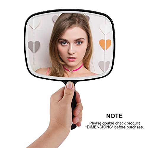 Large Wall Mount Hand Mirror with Handle Square Black 10.3inx7.3in R4734