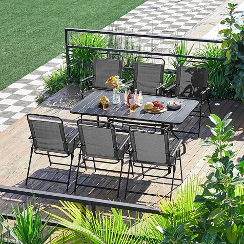 Black Set of 4 Folding Outdoor Chairs with Metal Frame and Armrests A942