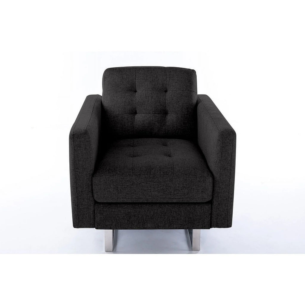 Linen Fabric Armchair with Metal Legs and Pillow A615546