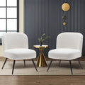 White Faux Leather Accent Chairs Set of 2 with Metal Legs K712