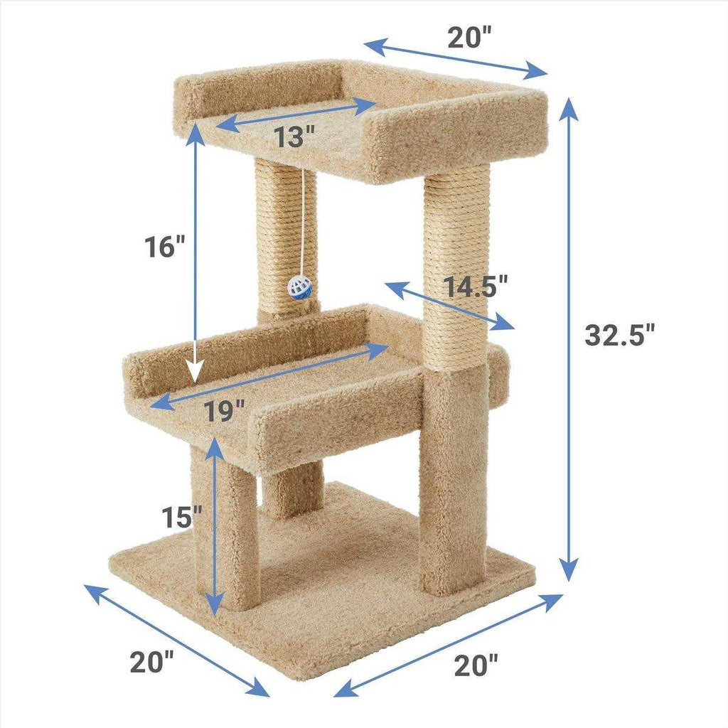 32-in Wooden Cat Tree with Toy V2283